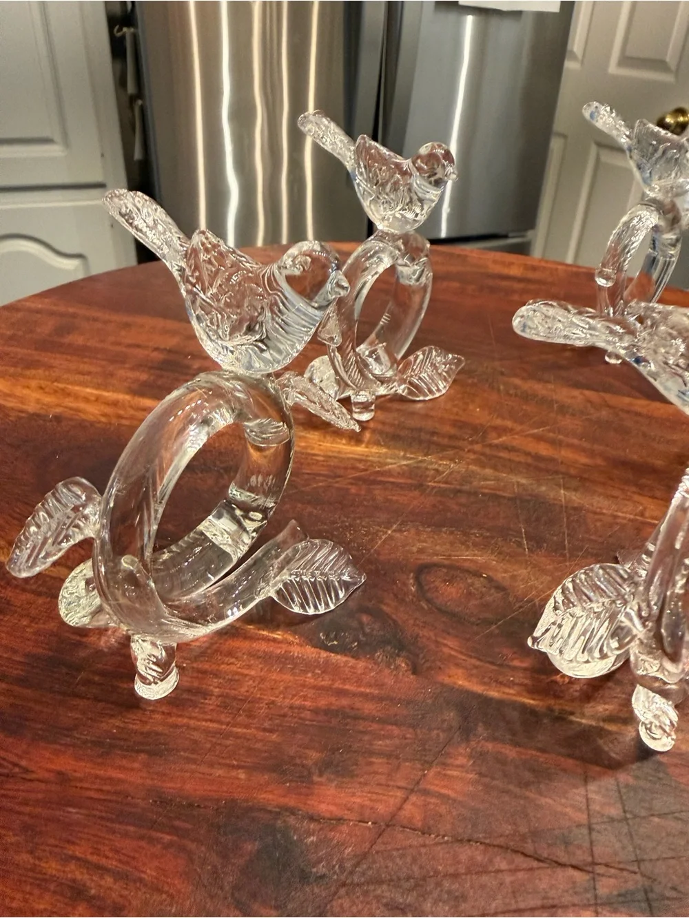 Pottery Barn clear glass bird napkin ring Set Of 5 Vintage